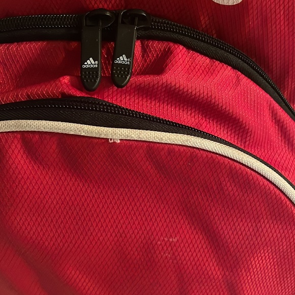 EUC! ADIDAS red backpack 🎒. Has a stain on the bottom white edging. See photos - Picture 8 of 10